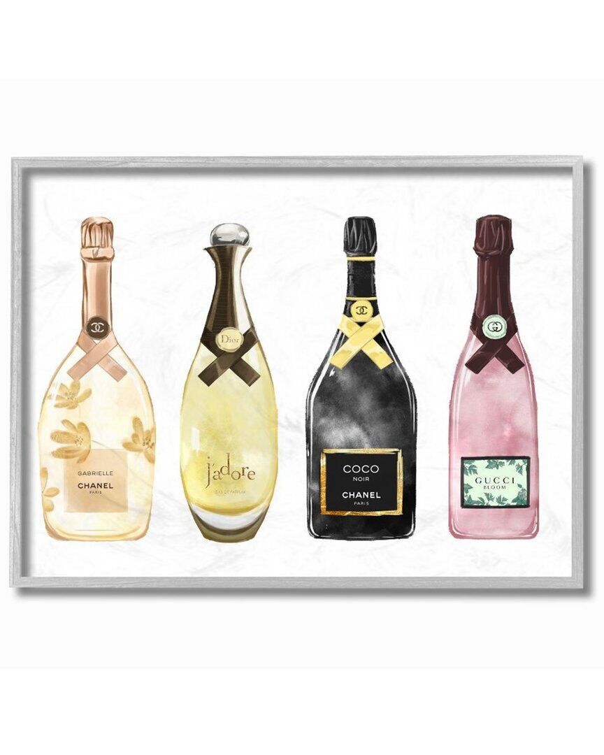 Stupell Perfume Bottle Brands Fashion Glam Watercolor Wall Art Gold 16 x 20