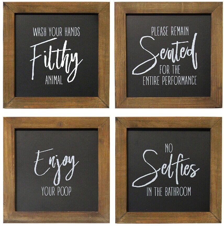 Stratton Home Decor Set of 4 Bathroom Wall Art Black NoSize