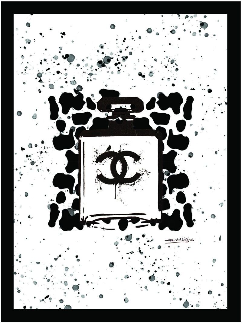 Fairchild Paris Chanel Bottle Animal Print Framed Print Black NoSize