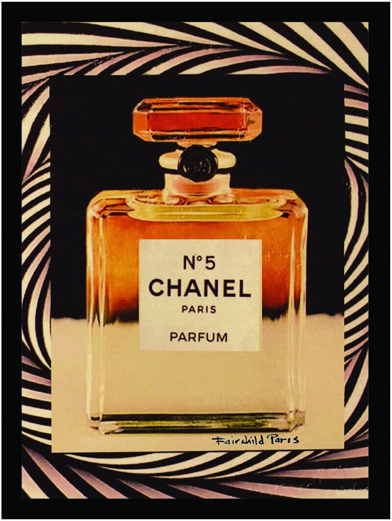 Fairchild Paris Vintage Spiral Chanel Bottle Framed Print Black NoSize