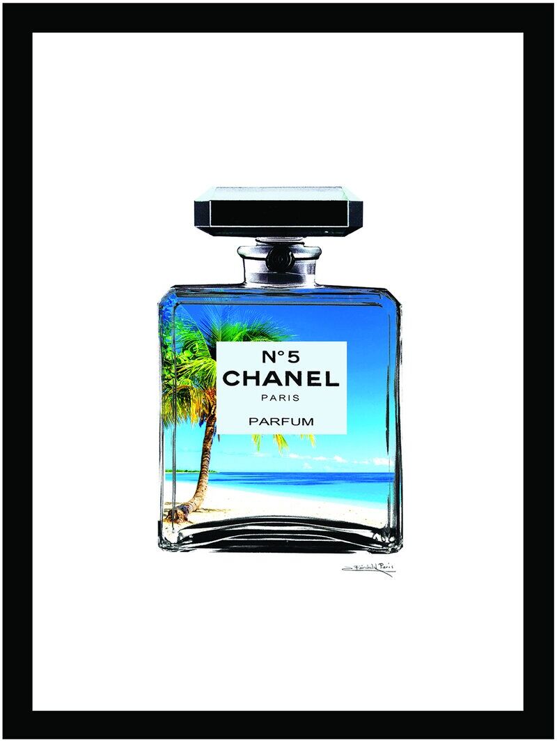 Fairchild Paris Beach In A Chanel Bottle Framed Print Wall Art Black NoSize