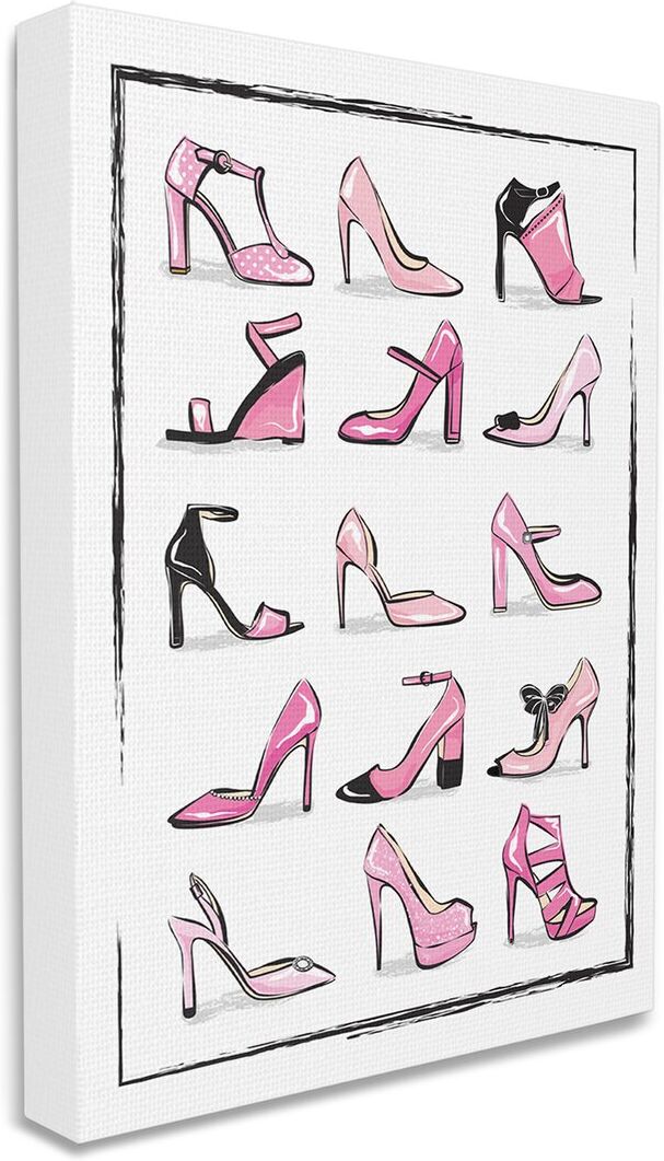 Stupell Industries Pink Heels Lined Up Women's Glam Shoes Stretched Canvas Wall Art by Martina Pink NoSize