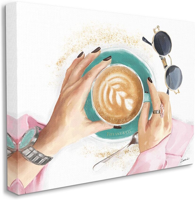 Stupell Industries Glam Latte Art Women's Fashion Accessories Coffee Stretched Canvas Wall Art by Ziwei Li White NoSize