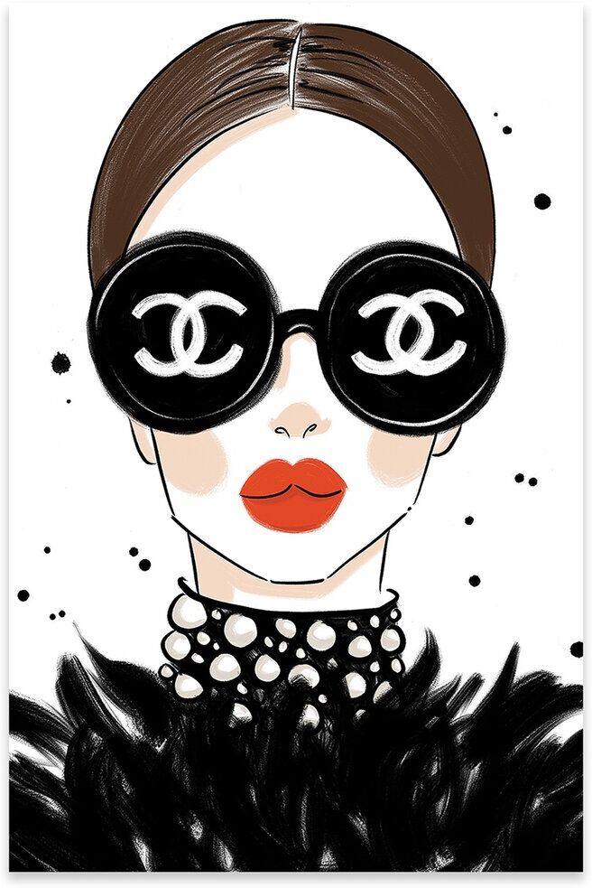 iCanvas Chanel Sunglasses Print on Acrylic Glass by La femme Jojo NoColor 16x24