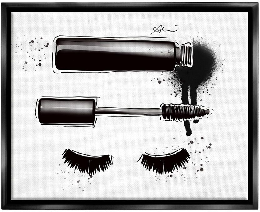 Stupell Glam Mascara Lashes Makeup Framed Floater Canvas Wall Art by Alison Petrie NoColor 25 x 31