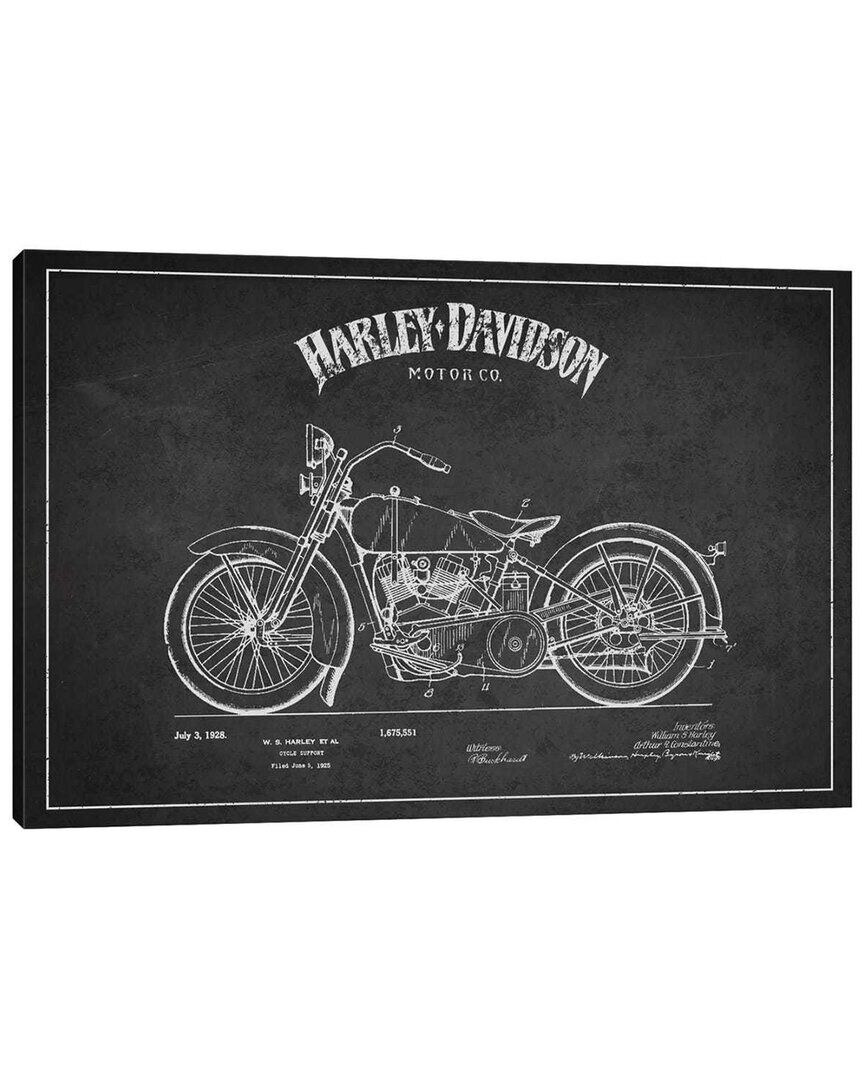 iCanvas Harley-Davidson Charcoal Patent Blueprint by Aged Pixel Wall Art NoColor 26 x 40
