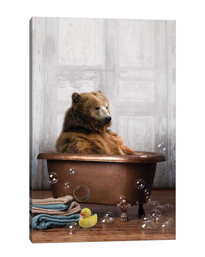 iCanvas Bear In The Tub by Domonique Brown Wall Art NoColor 40x26