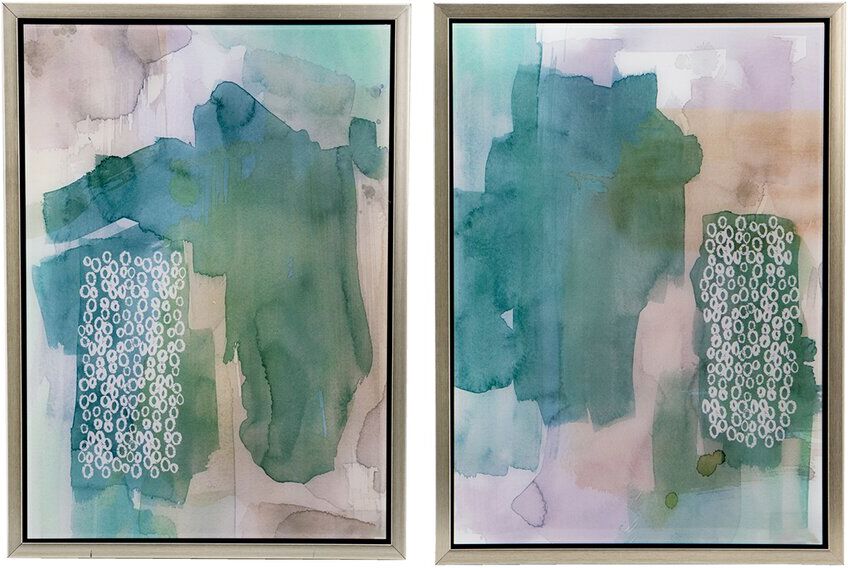 A&B Home Set of 2 Teals Abstract Framed Printed Acrylic Wall Art NoColor NoSize