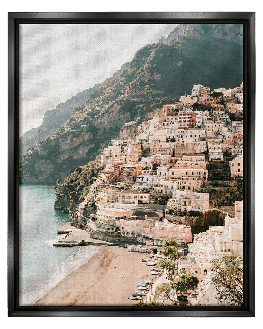 Stupell Cinque Terre Coastal Town Scenery Framed Floater Canvas Wall Art by Krista Broadway NoColor 17 x 21