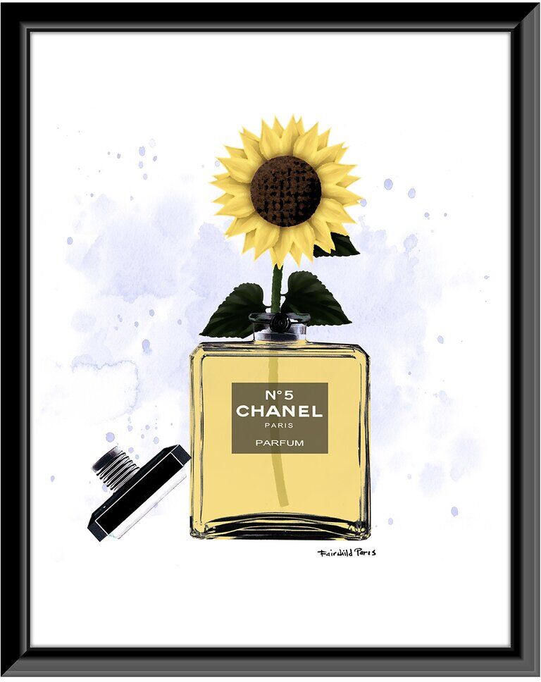 Fairchild Paris Chanel No5 Sunflower Perfume Bottle Wall Art NoColor 14" x 18" x .75"