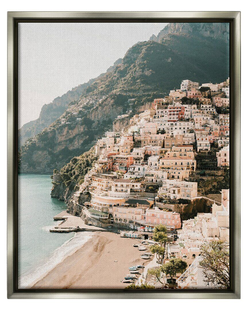 Stupell Cinque Terre Coastal Town Scenery Framed Floater Canvas Wall Art by Krista Broadway NoColor 17 x 21