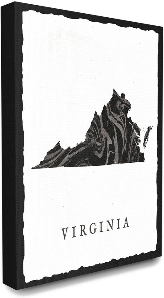 Stupell The Stupell Home Decor Collection Black and Grey Marbled Paper Virginia State Silhouette NoColor 24" x 30"