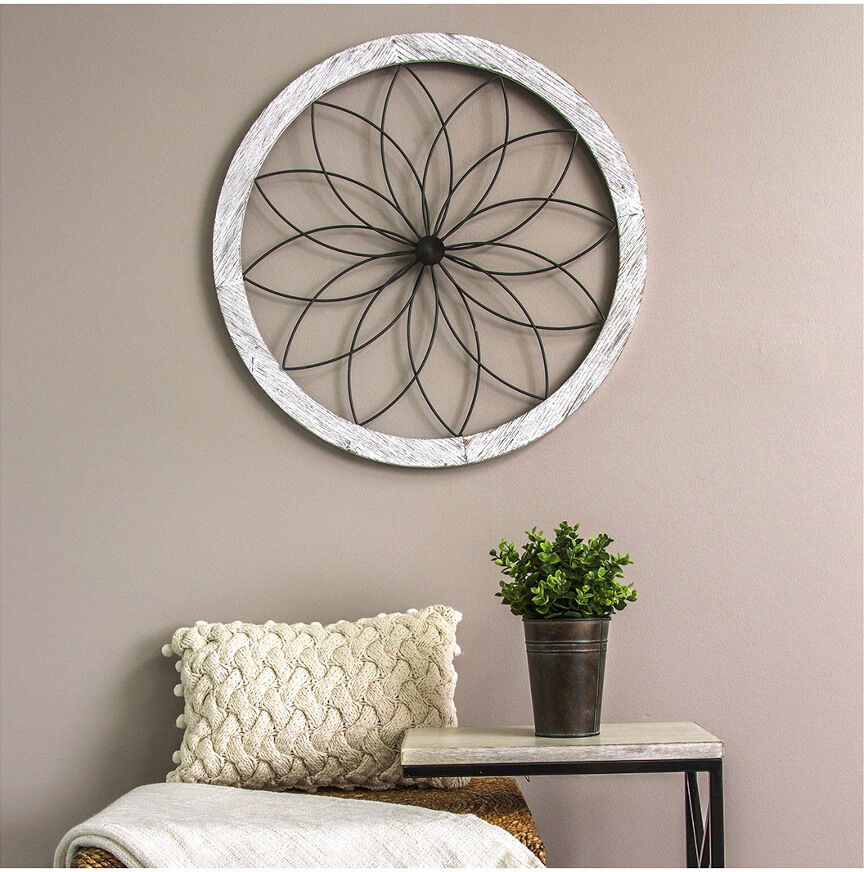 Stratton Home Decor Flower Metal And Wood Art Deco Wall Decor NoColor NoSize