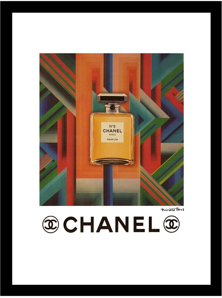 Fairchild Vintage Geometric Chanel Bottle Framed Print Wall Art NoColor 14" x 18" x .75"