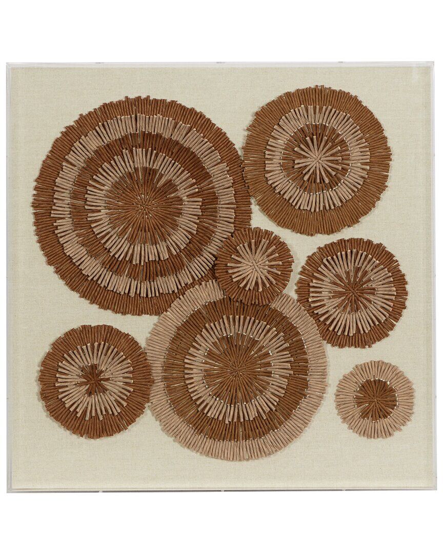 The Novogratz Starburst Brown Paper Handmade Radial Circles Shadow Box with Canvas Backing Brown NoSize