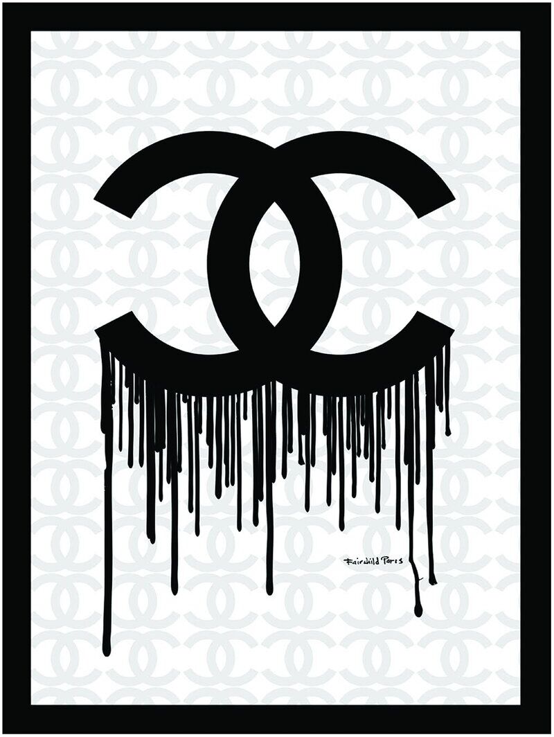 Fairchild Paris Chanel Drip Logo Framed Print Wall Art Black NoSize