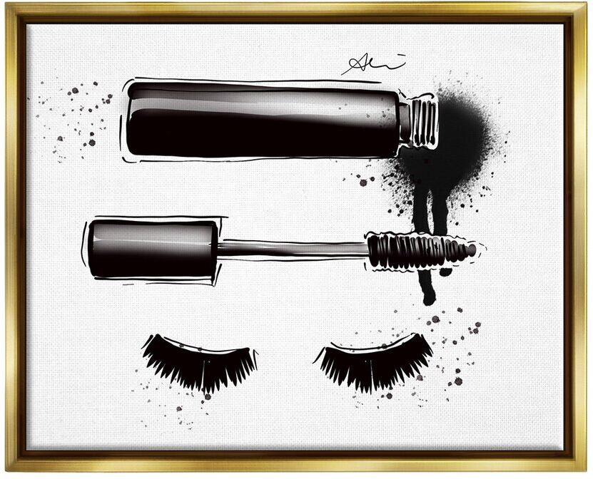 Stupell Glam Mascara Lashes Makeup Framed Floater Canvas Wall Art by Alison Petrie NoColor 17 x 21