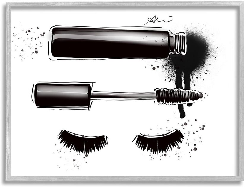 Stupell Glam Mascara Lashes Makeup Framed Giclee Wall Art by Alison Petrie NoColor 24 x 30