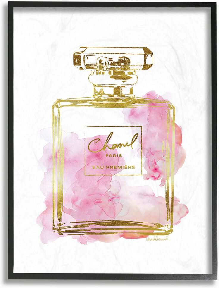 Stupell Glam Perfume Bottle Gold Pink by Amanda Greenwood Framed Art NoColor 11" x 2" x 14"