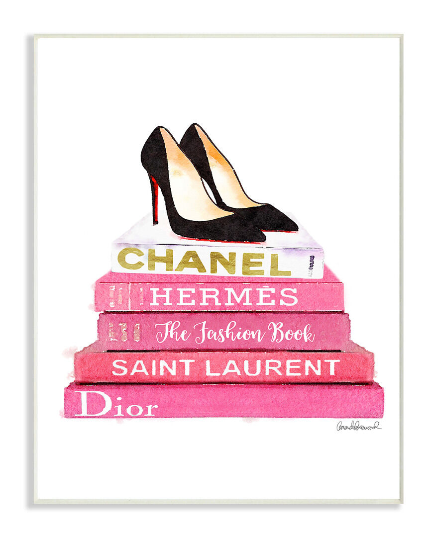 Stupell Glam Pink Fashion Books Black Pump Hells by Amanda Greenwood NoColor 10" x 1" x 15"