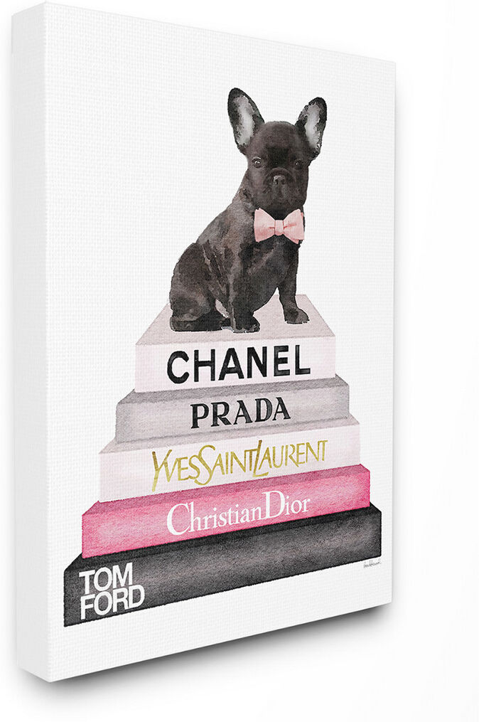 Stupell Book Stack Fashion French Bulldog NoColor 24" x 2" x 30"