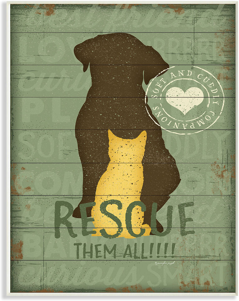 Stupell Rescue Them All Dog And Cat Silhouette by Jennifer Pugh NoColor 10" x 1" x 15"