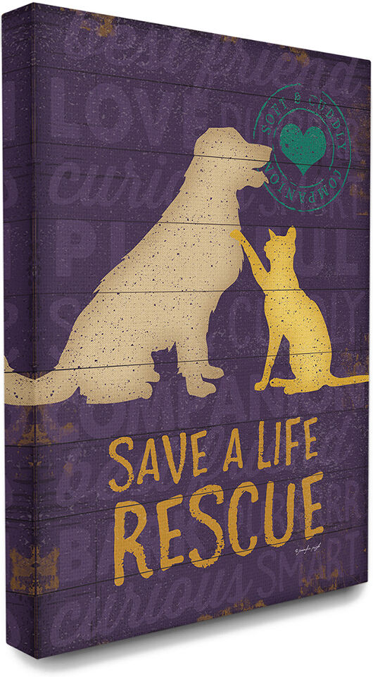 Stupell Save A Life Rescue Dog And Cat Silhouette NoColor 16" x 20"