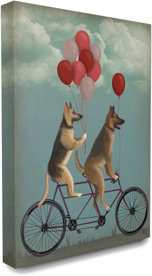 Stupell German Shepard Dogs On Bicycle with Balloons NoColor 16" x 20"