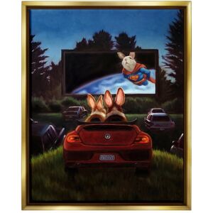 Stupell Romantic Bunny Movie Drive-In Framed Floater Canvas Wall Art by Lucia Heffernan NoColor 17 x 21