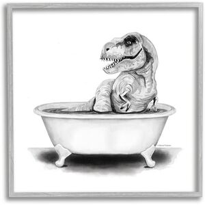 Stupell Funny T-Rex Bathtub Washroom Framed Giclee Wall Art by Rachel Nieman NoColor 24 x 24