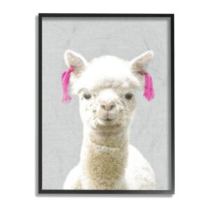 Stupell Cute Little Alpaca Pinktails Linen Look Framed Art NoColor 16" x 20"