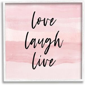 Stupell Pink Love Laugh Live Phrase Framed Giclee Wall Art by Martina Pavlova NoColor 12 x 12