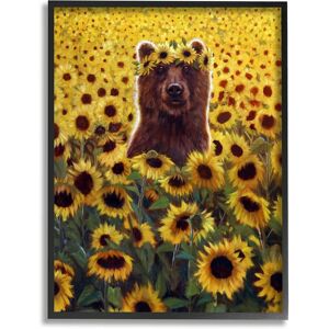 Stupell Happy Bear Sunflower Field Framed Giclee Wall Art by Lucia Heffernan NoColor 16 x 20