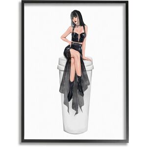 Stupell Fashionable Woman Glam Coffee Cup Framed Giclee Wall Art by Ziwei Li NoColor 24 x 30