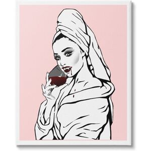 Stupell Pink Vampire Fashionista Drinking Wine Canvas Wall Art by Ziwei Li NoColor 24 x 30