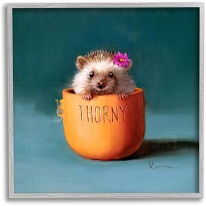 Stupell Thorny Hedgehog with Pink Daisy Framed Giclee Wall Art by Lucia Heffernan NoColor 17 x 17