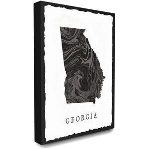 Stupell The Stupell Home Decor Collection Black and Grey Marbled Paper Georgia State Silhouette NoColor 16" x 20"