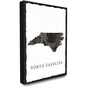 Stupell The Stupell Home Decor Collection Black and Grey Marbled Paper North Carolina State Silhouette NoColor 24" x 30"