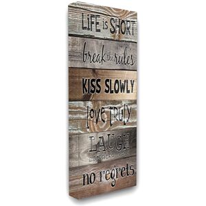 Stupell Home Decor Life is Short Planked Typography NoColor 10" x 24"