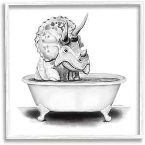 Stupell Funny Dinosaur Bathing Tub Framed Giclee Wall Art by Rachel Nieman NoColor 12 x 12