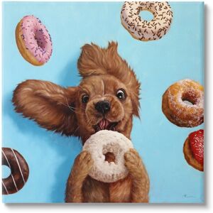 Stupell Funny Face Dog Licking Donut Canvas Wall Art by Lucia Heffernan NoColor 36 x 36