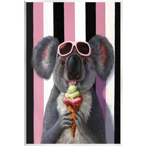 Stupell Happy Koala Ice Cream Stripes Wall Plaque Wall Art by Lucia Heffernan NoColor 13 x 19