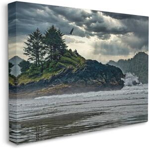Stupell Waves Crashing into Island Rustic Landscape Stretched Canvas Wall Art by Chuck Burdick Grey NoSize