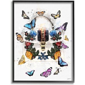 Stupell Fashion Buckle Purse Colorful Butterflies And Floral Wall Art White 16 x 20