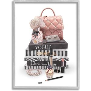 Stupell Fashion Bookstack Purse Perfume Pink Glam Design Wall Art Pink 16 x 20