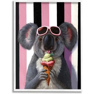 Stupell Happy Koala Ice Cream Stripes Framed Giclee Wall Art by Lucia Heffernan NoColor 16 x 20