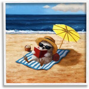 Stupell Bird Sunbathing Reading Beach Framed Giclee Wall Art by Lucia Heffernan NoColor 12 x 12