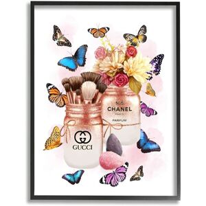 Stupell Fashion Cosmetic Jars Vibrant Colorful Butterflies White 16 x 20