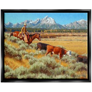 Stupell Western Ranch Horse Cattle Framed Floater Canvas Wall Art by Jimmy Dyer NoColor 17 x 21