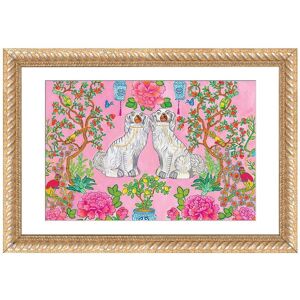 iCanvas Staffordshire Dogs Chinoiserie in Pink by Green Orchid Boutique Wall Art NoColor 24in x 32in